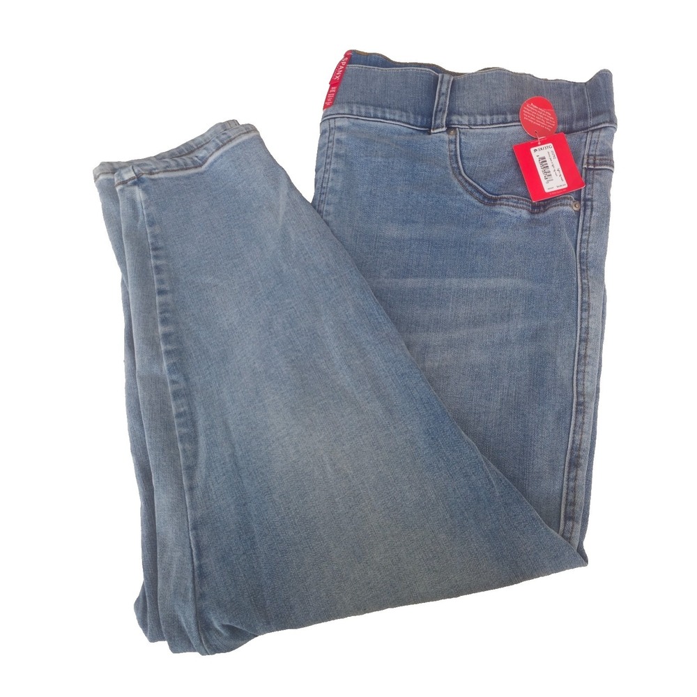 SPANX Jeans 3X Petite Ankle Skinny Pull On Light Wash Stretch Denim NWT Y2K - Picture 2 of 13